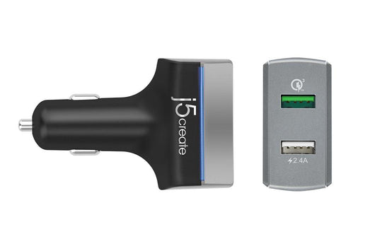 j5create JUPV20 2-Port USB QC3 Car Charger
