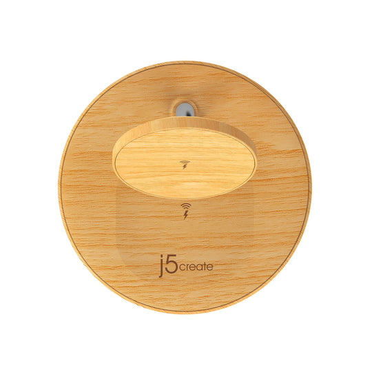j5create Wood Grain 2-in-1 Magnetic Wireless Charging Stand