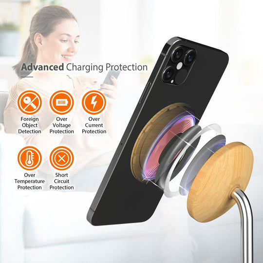 j5create Wood Grain 2-in-1 Magnetic Wireless Charging Stand