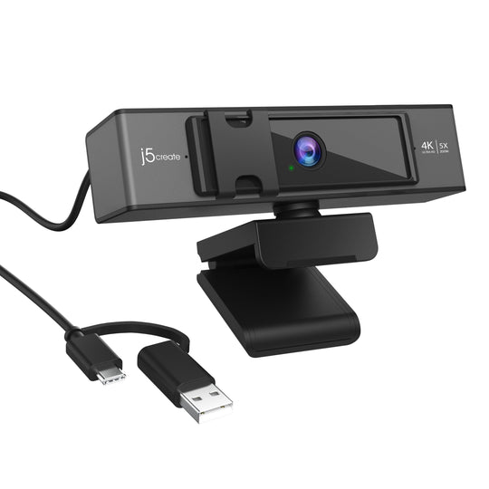 j5create USB™ 4K ULTRA HD Webcam with 5x Digital Zoom Remote Control (Model: JVCU435)
