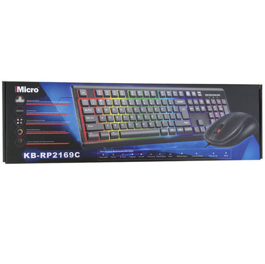 iMicro KB-RP2169C Rainbow Backlit Wired USB Keyboard & Mouse