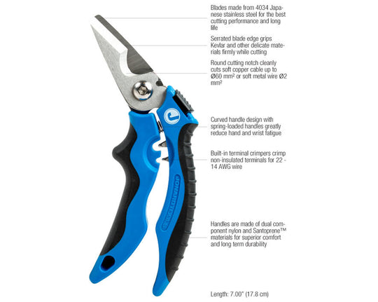 Jonard Tools Multi-function Kevlar® & Wire Cutting Shears, 7"