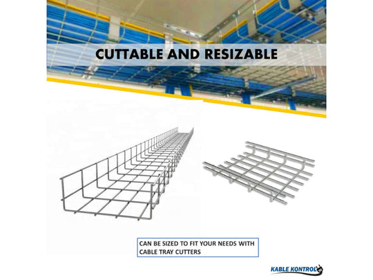 Kable Kontrol Wire Mesh Cable Tray Straight Section - Electro-Zinc Resistant Steel - Chrome Finish