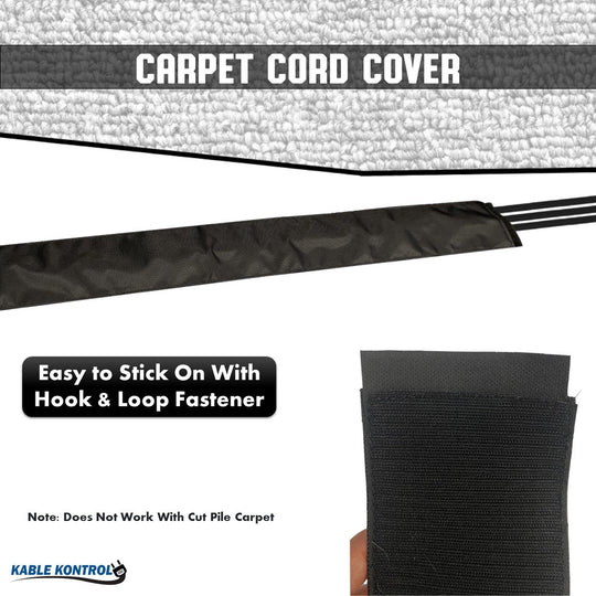 Kable Kontrol® Carpet Cord Cover - Black - 4" Wide - 6' Long