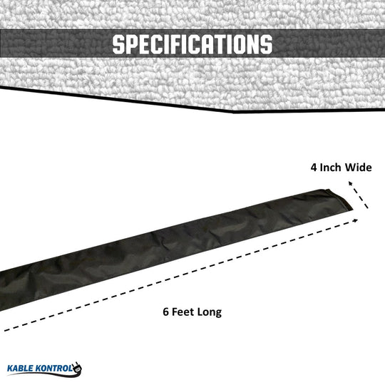 Kable Kontrol® Carpet Cord Cover - Black - 4" Wide - 6' Long