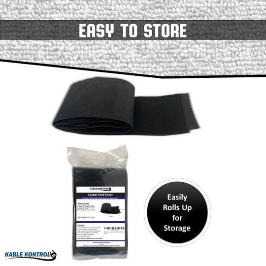 Kable Kontrol® Carpet Cord Cover - Black - 4" Wide - 6' Long