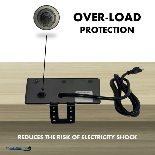 Kable Kontrol Desk Clamp Power Strip with 1 USB-C Port - 3 Power Outlets, 3 USB-A Ports, Fast Charger - 4.9ft Cord