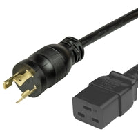 World Cord L6-30P to C19 20A 250V 12/3 SJT Power Cord - Black