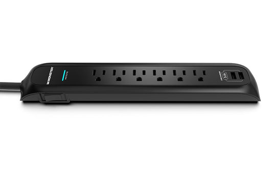 Monster Power Strip Surge Protector, 6 AC, 2 USB-A, 6 ft