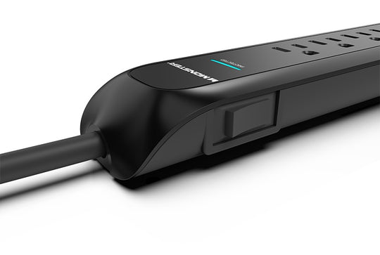 Monster Power Strip Surge Protector, 6 AC, 2 USB-A, 6 ft