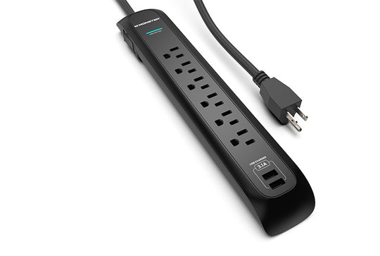 Monster Power Strip Surge Protector, 6 AC, 2 USB-A, 6 ft