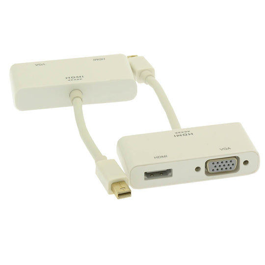Mini DisplayPort (Thunderbolt) Male to VGA+HDMI Female Adapter