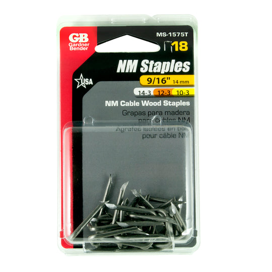 Gardner Bender 9/16 in. Graphite Metal Staples (18-Pack), MS-1575T