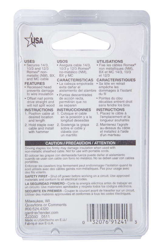 Gardner Bender 9/16 in. Graphite Metal Staples (18-Pack), MS-1575T