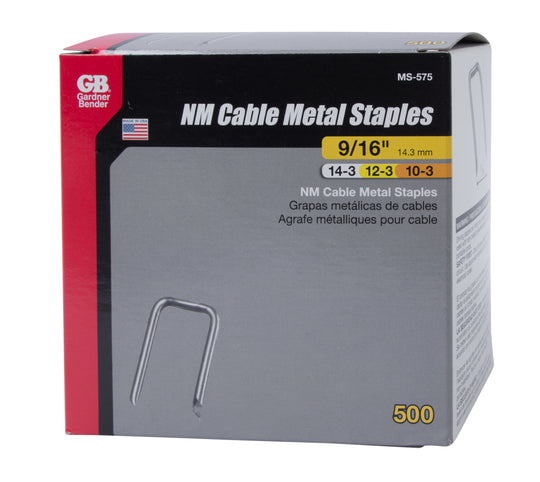 Gardner Bender 9/16" Metal Staple 3 Cond 500/Box, MS-575