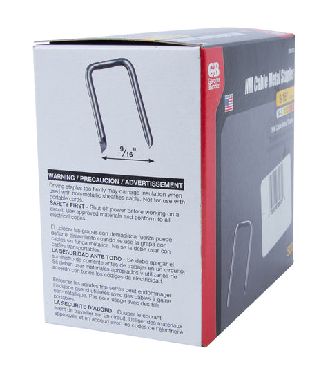 Gardner Bender 9/16" Metal Staple 3 Cond 500/Box, MS-575