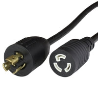 World Cord L5-15P/R 15A 125V 14/3 SJT Power Extension Cord - Black