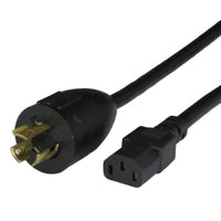 World Cord L6-15P to C13 15A 250V 14/3 SJT Power Cord - Black