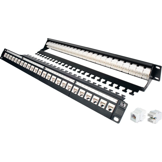Quest 19" Cat6A UTP Patch Panel w/ Cable Manager - UL Listed