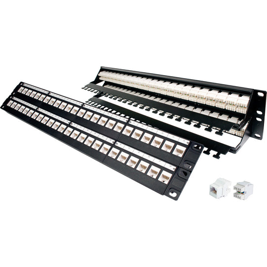 Quest 19" Cat6A UTP Patch Panel w/ Cable Manager - UL Listed