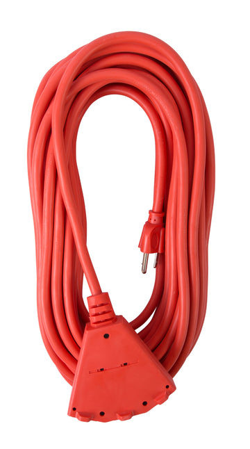 Bergen Triple Tap Extension Cord, 50ft SJTW Orange - 14/3