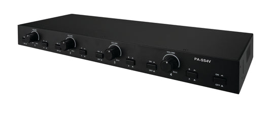 PulseAudio Two Source, Four Pair Stereo Speaker Select Box with Volume Control
