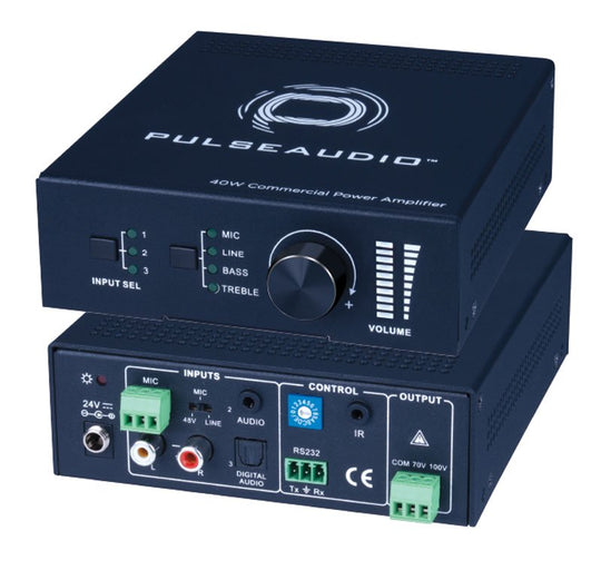PulseAudio PAV140 Single Channel 40w 70/100 Volt Amplifier w/Mic Input