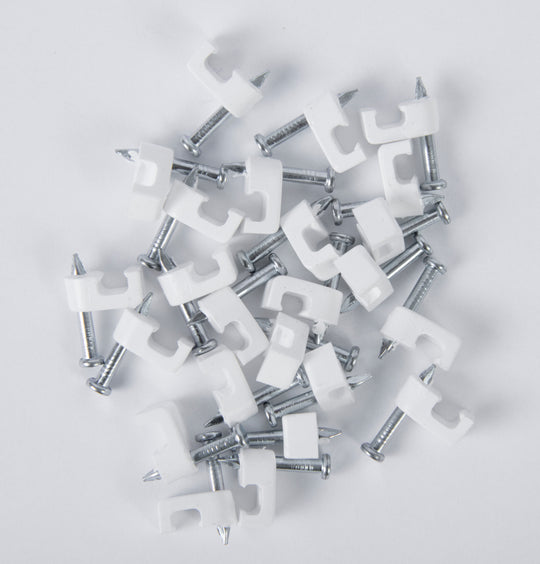 Gardner Bender 3/16 in (5 mm), Polyethylene Staple, Secures Low Voltage/Bell/Speaker Wire, Hardened Nail for Masonry App, White, (25-Pack), PMC-1525WT