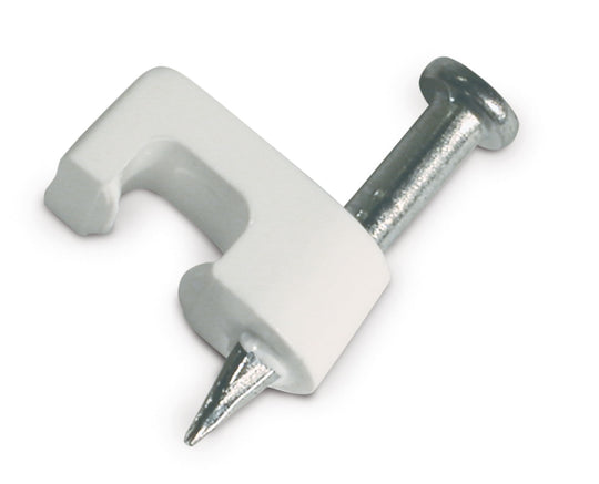Gardner Bender 3/16 in (5 mm), Polyethylene Staple, Secures Low Voltage/Bell/Speaker Wire, Hardened Nail for Masonry App, White, (25-Pack), PMC-1525WT