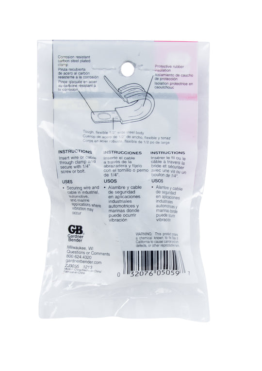 Gardner Bender 0.5 in. Rubber Insulated Clamp (2-Pack), PPR-1550