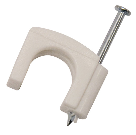 Gardner Bender 7/16 in. (11mm) Polyethylene Coaxial Cable Staple, Secures RG-8,RG-6, RG-59, White (50-Bag), PR-50