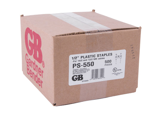Gardner Bender PS-550  1/2 in. Plastic Staple, (500/Pck)