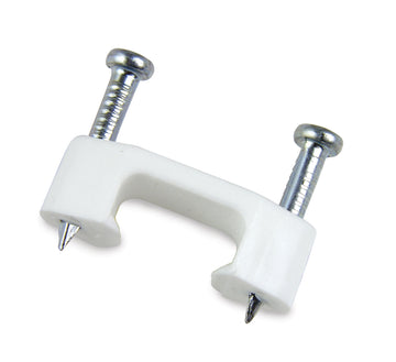 Gardner Bender 3/4 in. (19 mm) Polyethylene Staples, Secure NM Cable, Zinc Plated Hardened Nail for Masonry App, White (50-Pack), PS-75M