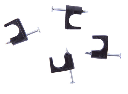 Gardner Bender 1/4 in. (6 mm) Polyethylene Coaxial Staple, Secure RG-59 and RG-6, Zinc Plated Nail for Wood App, Black (100-Box), PSB-100B