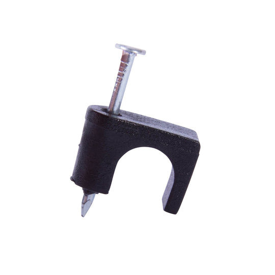 Gardner Bender 1/4 in. (6 mm) Polyethylene Coaxial Staple, Secure RG-59 and RG-6, Zinc Plated Nail for Wood App, Black (100-Box), PSB-100B