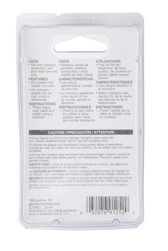 Gardner Bender 3/16 in. Polyethylene Low-Volt Staples, Black (25-Pack), PSB-1600T