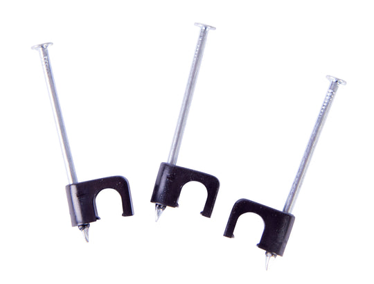 Gardner Bender 1/4 in. Black Plastic Roofing Staples for Coaxial Cable (25-Pack), PSR-25