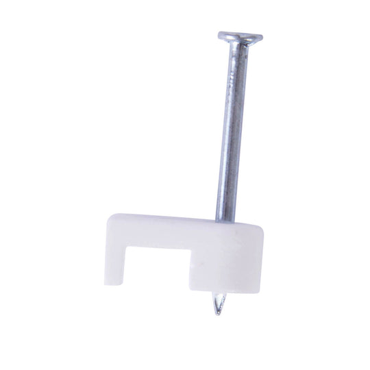 Gardner Bender 3/16 in (5 mm), Polyethylene Staple, Secures Low Voltage/Bell/Speaker Wire, Zinc Plated for Wood App, White