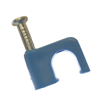 Gardner Bender 1/4 in. (6mm) Poly Data Cable Staple, Secure CAT3, CAT5 RJ-11, RJ-12, RJ-45, Zinc-Plated Nail for Wood, Blue