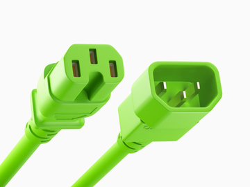 Unirise Server/Switch/PDU Power Cord, C14-C15, 14AWG, 15amp, 250V, SJT Jacket - Green