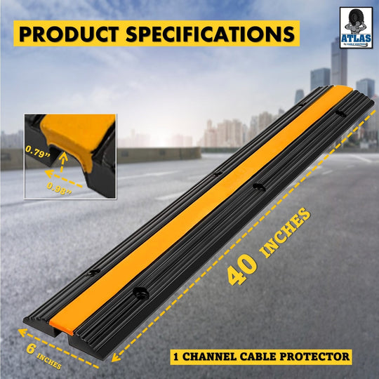 Kable Kontrol Safety Stripe Drop Over Rubber Cable Protector - 1 Channel - 40 " Long - 4 Pcs Pack