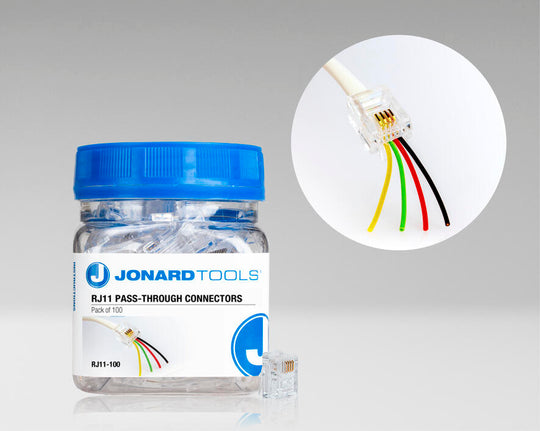 Jonard Tools RJ11 Pass-Through Connectors (Pack of 100)