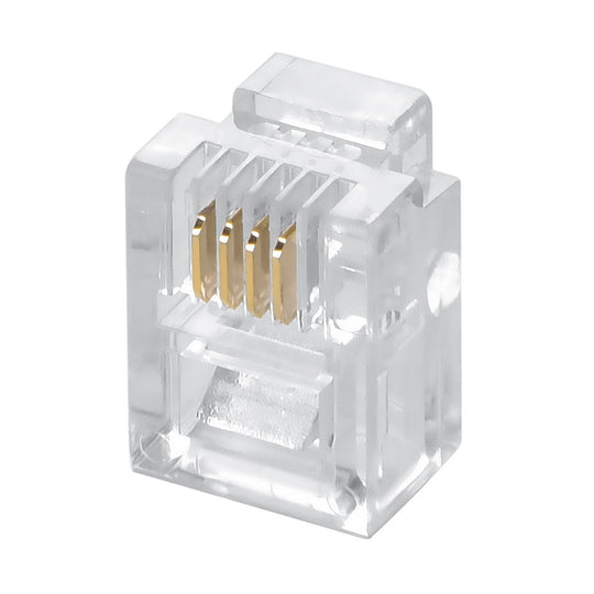 RJ11 Plug for Stranded Round Wire - 100 Pack