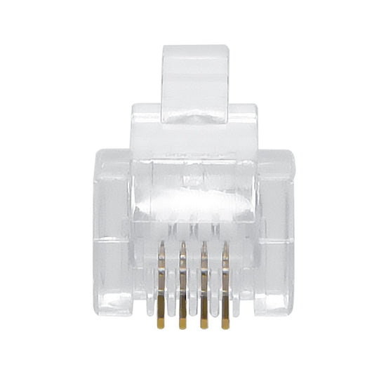 RJ11 Plug for Stranded Round Wire - 100 Pack