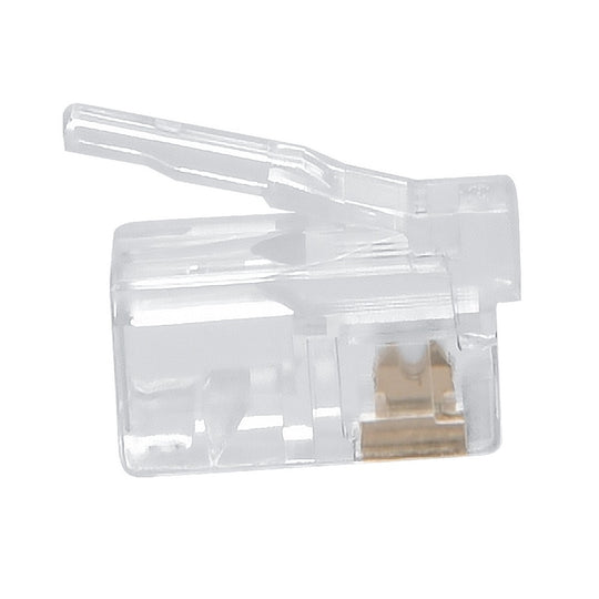RJ11 Plug for Stranded Round Wire - 100 Pack