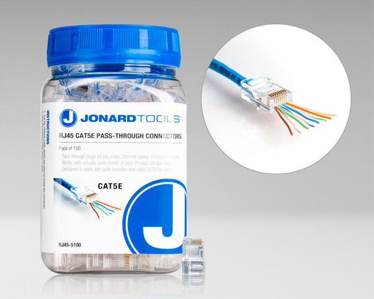 Jonard Tools CAT5e RJ45 Pass-Through Connectors (Pack of 100)