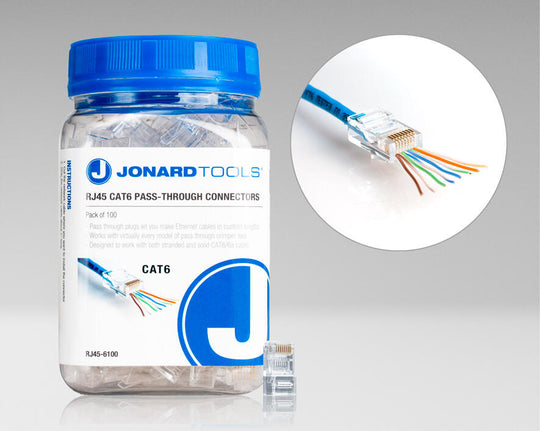 Jonard Tools CAT6 RJ45 Pass-Through Connectors (Pack of 100)