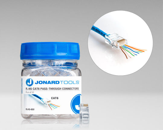 Jonard Tools CAT6 RJ45 Pass-Through Connectors (Pack of 50)