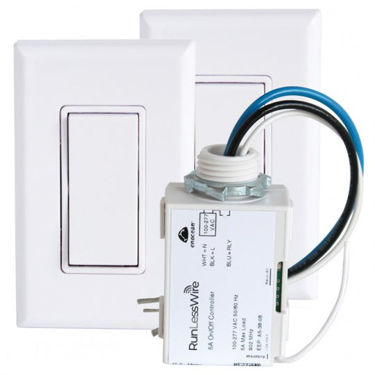 RunLessWire 3-Way Wireless Light Switch Kit With 1 Controller And 2 Single-Rocker Light Switches