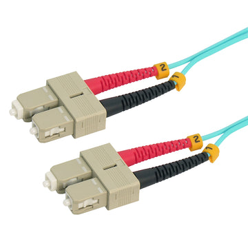 SC-SC Multimode OM4 Duplex 50/125 Aqua Fiber Patch Cable, UL, ROHS